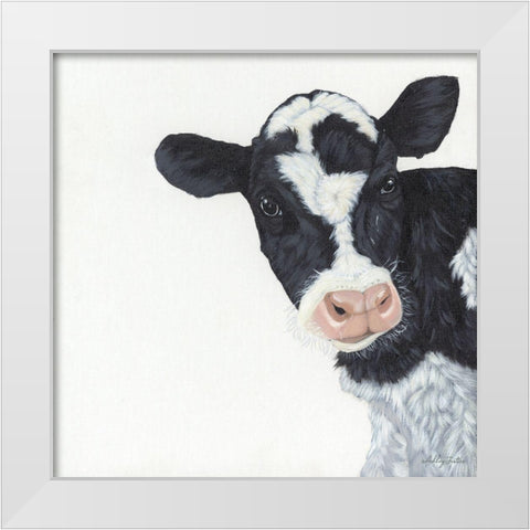 Cow White Modern Wood Framed Art Print by Justice, Ashley
