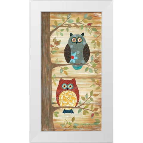 Two Wise Owls White Modern Wood Framed Art Print by LaPoint, Annie