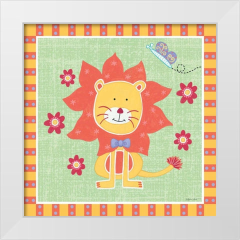 Beetle and Bob Baby Lion White Modern Wood Framed Art Print by LaPoint, Annie