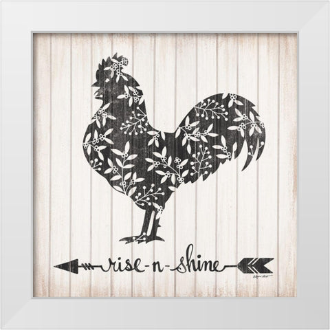 Rise N Shine Rooster White Modern Wood Framed Art Print by LaPoint, Annie