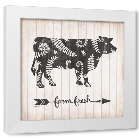 Farm Fresh Cow White Modern Wood Framed Art Print by LaPoint, Annie