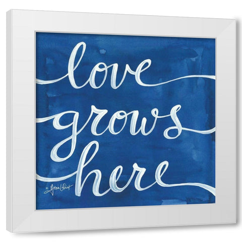 Love Grows Here White Modern Wood Framed Art Print by LaPoint, Annie
