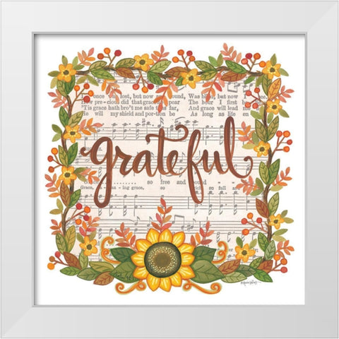Grateful Wreath White Modern Wood Framed Art Print by LaPoint, Annie