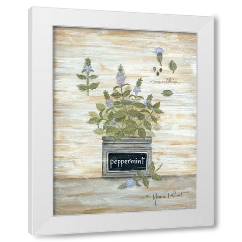 Peppermint Botanical White Modern Wood Framed Art Print by LaPoint, Annie