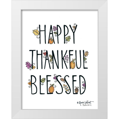Happy Thankful Blessed White Modern Wood Framed Art Print by LaPoint, Annie