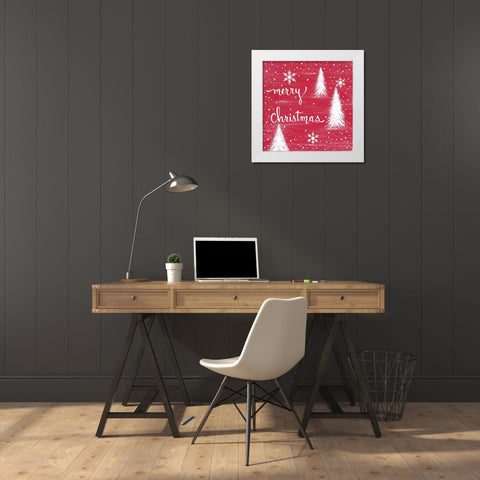 Merry Christmas Trees White Modern Wood Framed Art Print by LaPoint, Annie