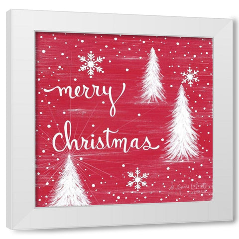 Merry Christmas Trees White Modern Wood Framed Art Print by LaPoint, Annie