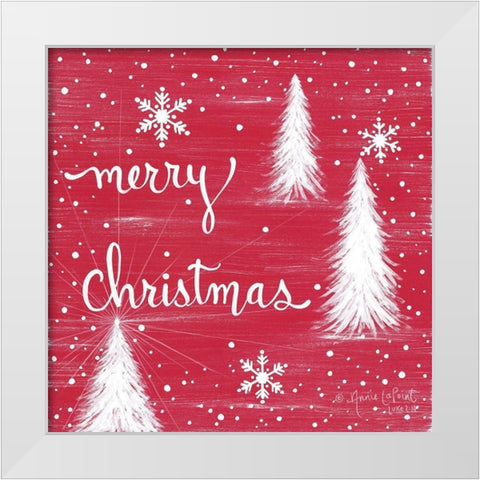 Merry Christmas Trees White Modern Wood Framed Art Print by LaPoint, Annie