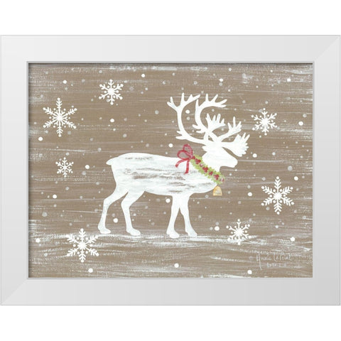 Snowy Reindeer White Modern Wood Framed Art Print by LaPoint, Annie
