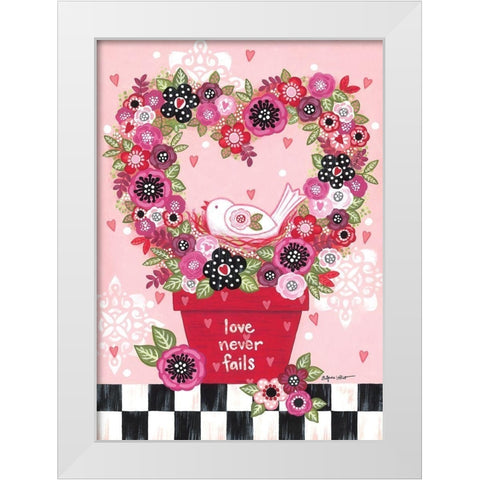 Love Never Fails White Modern Wood Framed Art Print by LaPoint, Annie