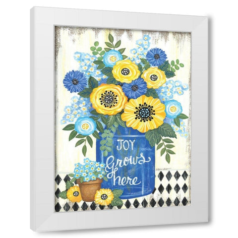 Joy Grows Here White Modern Wood Framed Art Print by LaPoint, Annie
