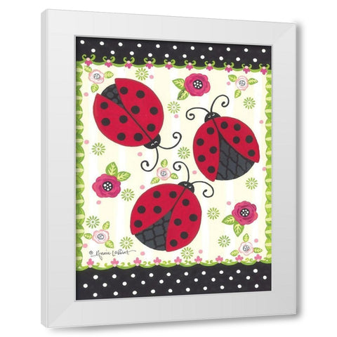 Ladybug Blossoms White Modern Wood Framed Art Print by LaPoint, Annie