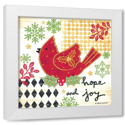 Happy Noel Cardinal White Modern Wood Framed Art Print by LaPoint, Annie