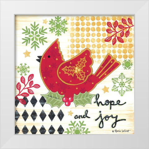 Happy Noel Cardinal White Modern Wood Framed Art Print by LaPoint, Annie