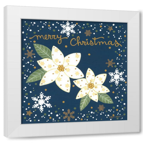 Silent Night Poinsettias White Modern Wood Framed Art Print by LaPoint, Annie