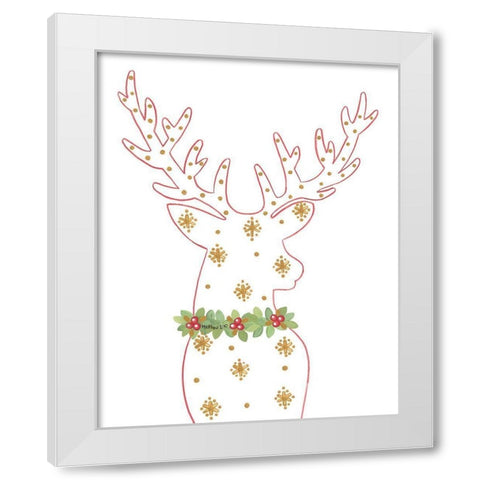 Deck the Halls Reindeer White Modern Wood Framed Art Print by LaPoint, Annie