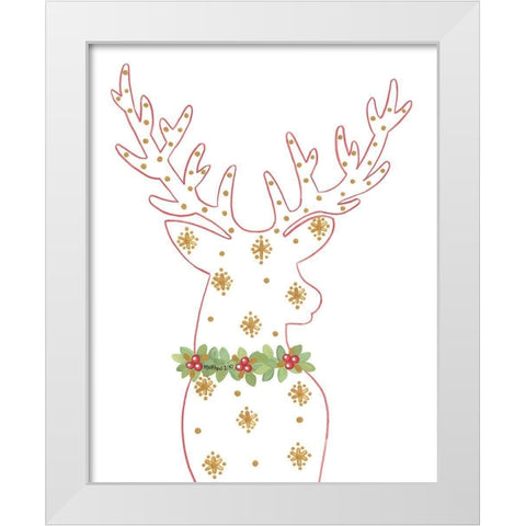 Deck the Halls Reindeer White Modern Wood Framed Art Print by LaPoint, Annie