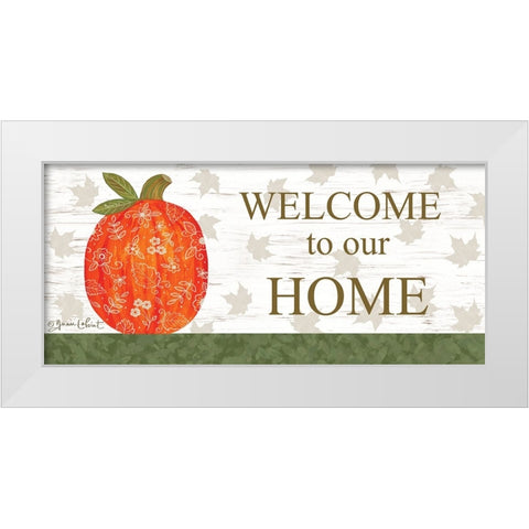 Welcome to Our Home Pumpkin White Modern Wood Framed Art Print by LaPoint, Annie