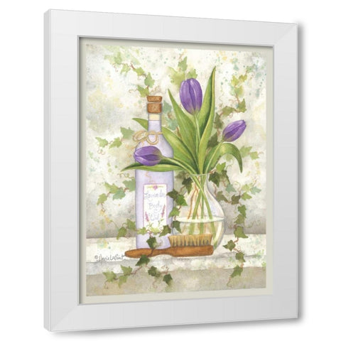 Lavender Body Oil White Modern Wood Framed Art Print by LaPoint, Annie
