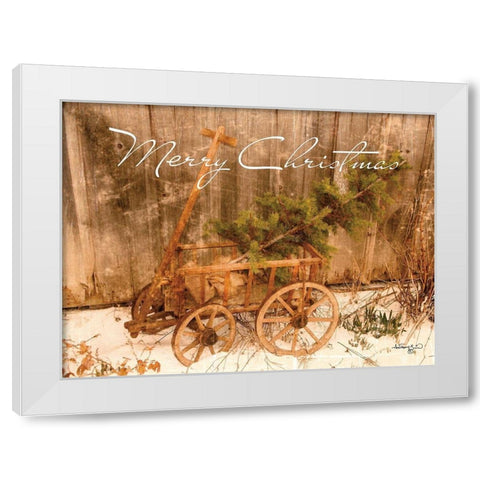 Merry Christmas White Modern Wood Framed Art Print by Smith, Anthony
