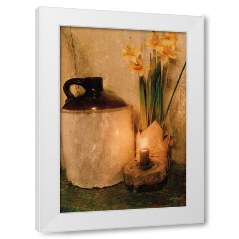 Daffodils by Candlelight White Modern Wood Framed Art Print by Smith, Anthony