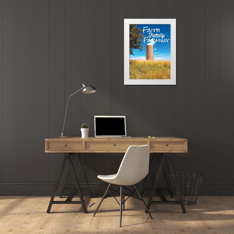 Faith, Family, Farming Silo White Modern Wood Framed Art Print by Smith, Anthony