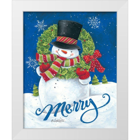 Merry Snowman White Modern Wood Framed Art Print by Kater, Diane