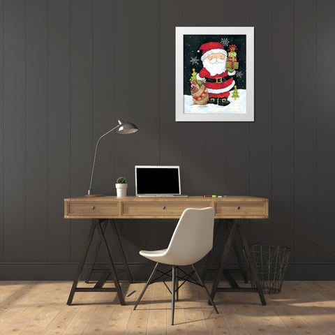 Santa Claus with Presents White Modern Wood Framed Art Print by Kater, Diane