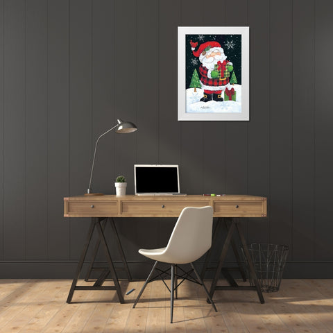 Plaid Santa Claus White Modern Wood Framed Art Print by Kater, Diane