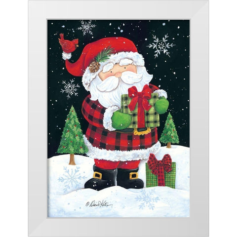 Plaid Santa Claus White Modern Wood Framed Art Print by Kater, Diane
