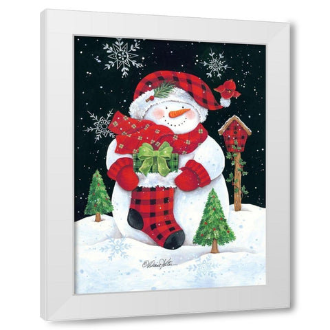 Plaid Snowman White Modern Wood Framed Art Print by Kater, Diane