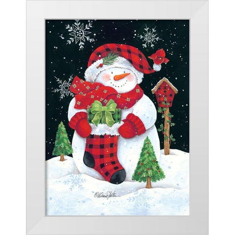 Plaid Snowman White Modern Wood Framed Art Print by Kater, Diane