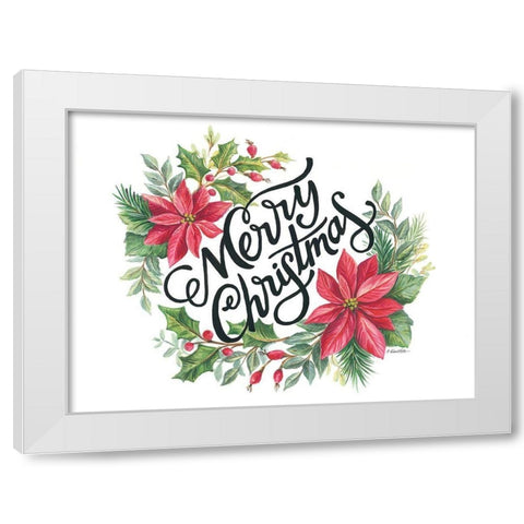 Merry Christmas Wreath White Modern Wood Framed Art Print by Arthurs, Diane