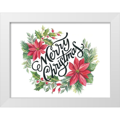 Merry Christmas Wreath White Modern Wood Framed Art Print by Arthurs, Diane