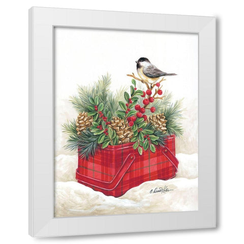 Christmas Lodge Vintage Tin White Modern Wood Framed Art Print by Kater, Diane
