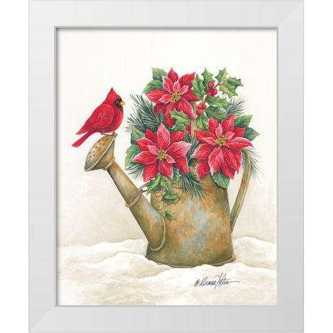 Christmas Lodge Watering Can White Modern Wood Framed Art Print by Kater, Diane