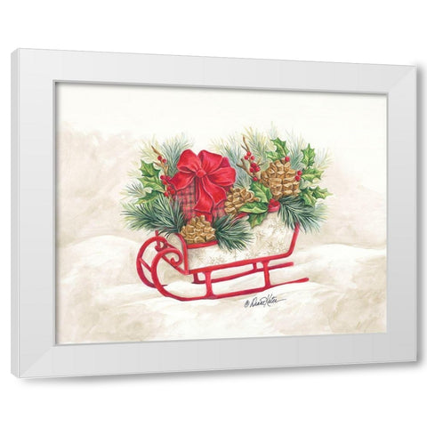 Christmas Lodge Sleigh White Modern Wood Framed Art Print by Kater, Diane