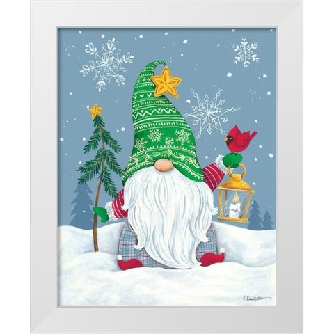 Snowy Gnome with Lantern White Modern Wood Framed Art Print by Kater, Diane