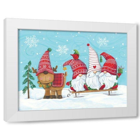 Elf Gnome with Lights White Modern Wood Framed Art Print by Kater, Diane