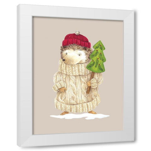 Hedgehog in Sweater White Modern Wood Framed Art Print by Kater, Diane