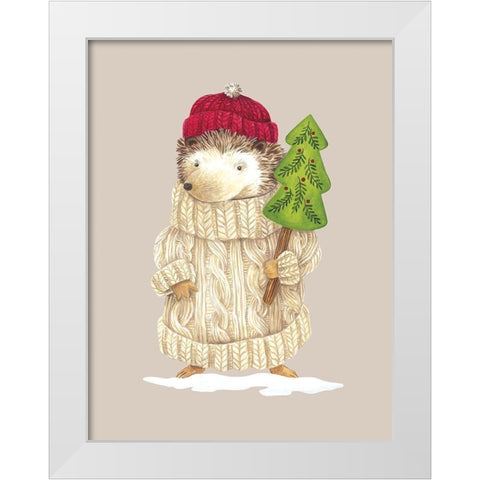 Hedgehog in Sweater White Modern Wood Framed Art Print by Kater, Diane