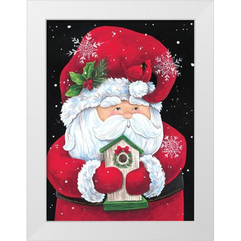 Santa with Birdhouse White Modern Wood Framed Art Print by Kater, Diane