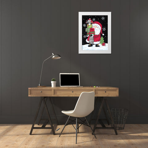 Gifting Santa I White Modern Wood Framed Art Print by Kater, Diane