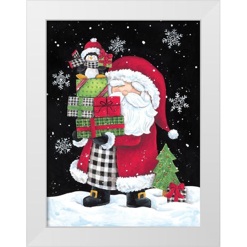 Gifting Santa I White Modern Wood Framed Art Print by Kater, Diane