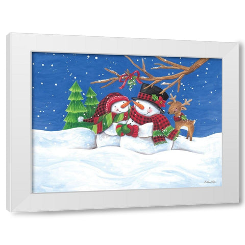 Snow Couple White Modern Wood Framed Art Print by Kater, Diane