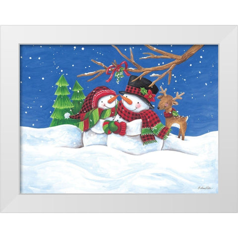 Snow Couple White Modern Wood Framed Art Print by Kater, Diane