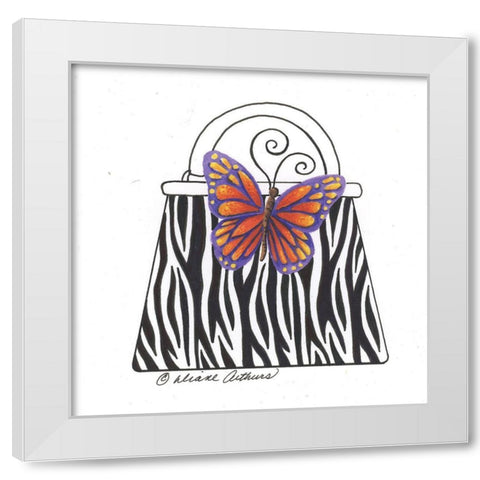 Blue And White China Pots Floral White Modern Wood Framed Art Print by Kater, Diane