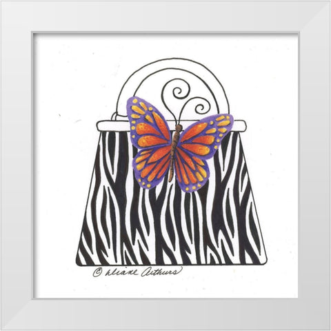 Blue And White China Pots Floral White Modern Wood Framed Art Print by Kater, Diane