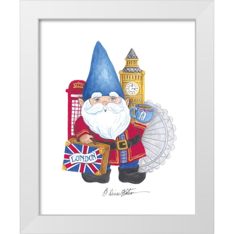 London Gnome White Modern Wood Framed Art Print by Kater, Diane