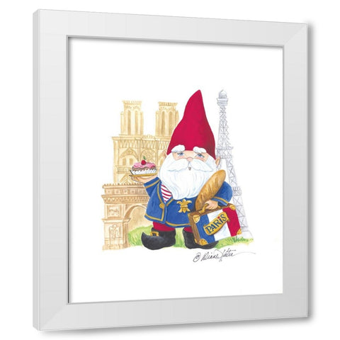 Paris Gnome White Modern Wood Framed Art Print by Kater, Diane